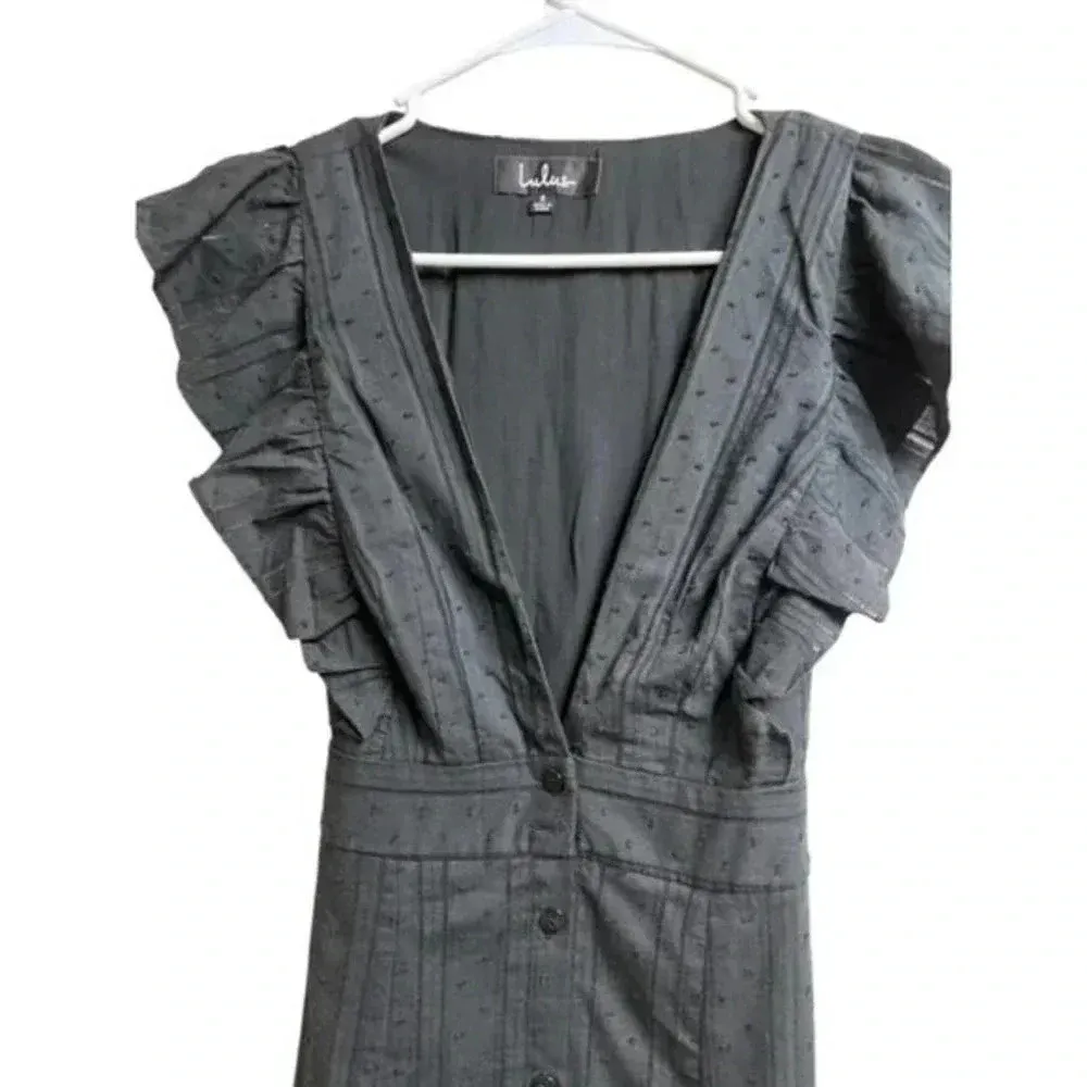 Lulu's Daydreaming‎ Of You Black Swiss Dot Button Front Mini Dress - Image 5