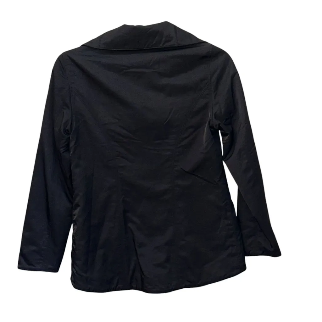 Eileen Fisher Soft Shell‎ Wide Collar Snap Front Jacket Nylon Fleece Lined XS - Image 4