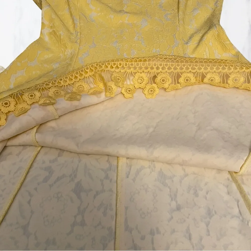 🍁Donna Ricco Yellow Lace Midi Dress SZ 8 - Image 5