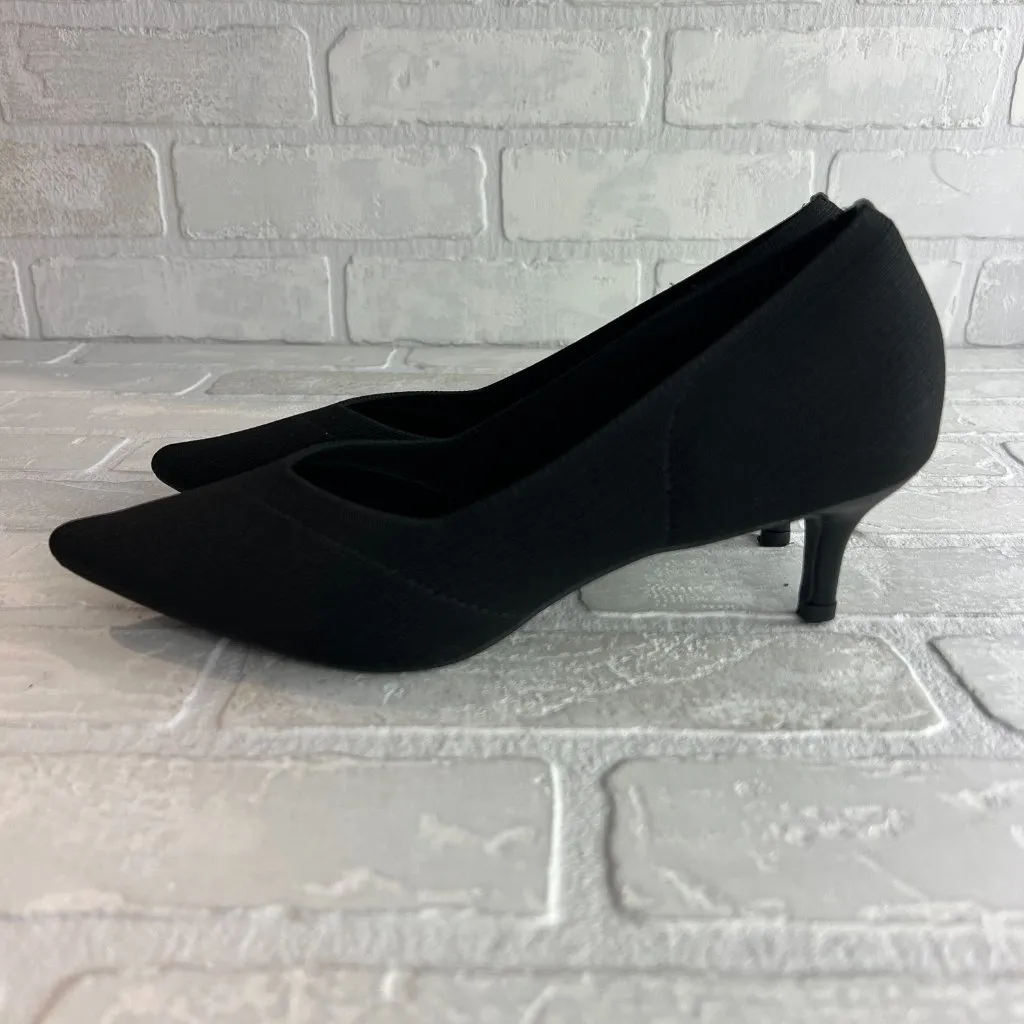 French Connection  Kitten Heels Womens 7.5 Black Pointed‎ Closed Toe Solid Knit - Image 5