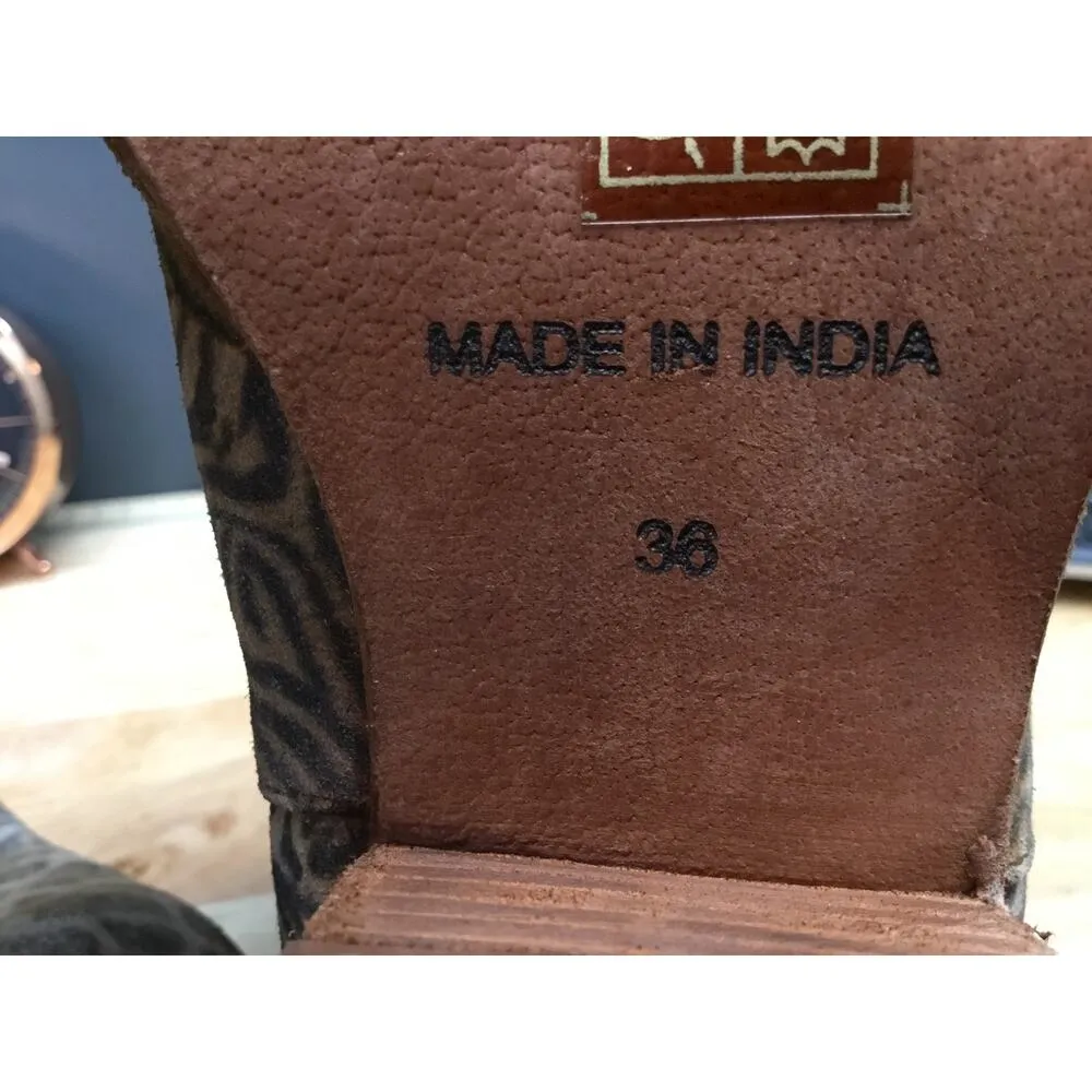 Free People Charm Double V Ankle Boots Women's 5.5 Animal Print Stacked Heel - Image 6