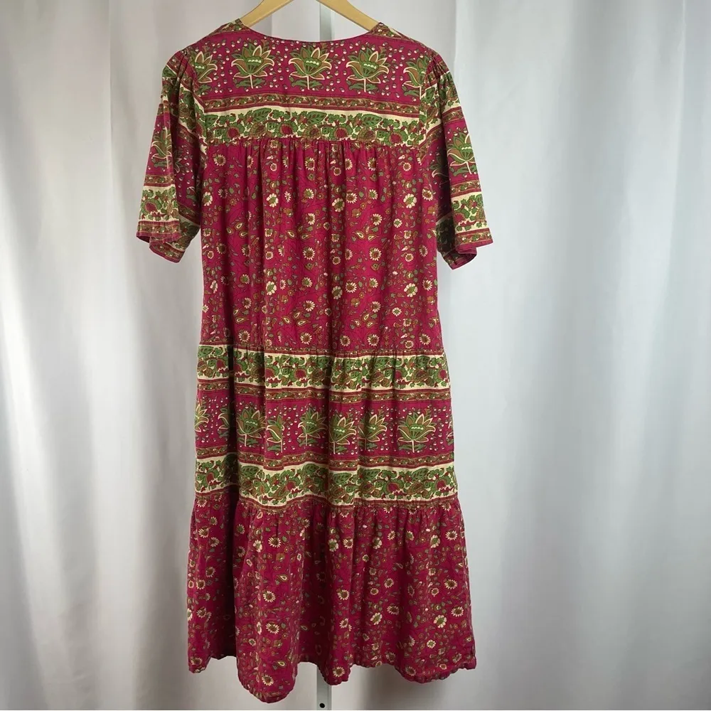 Vintage The Vermont Country Store Small Cottagecore Prairie Floral Tiered Dress Red - Image 2