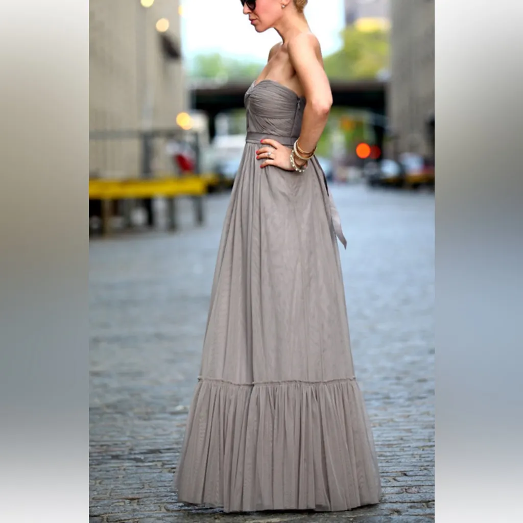 Va Et Vien Gray Tulle Strapless Long Maxi Dress Gown Size 0 - Image 2