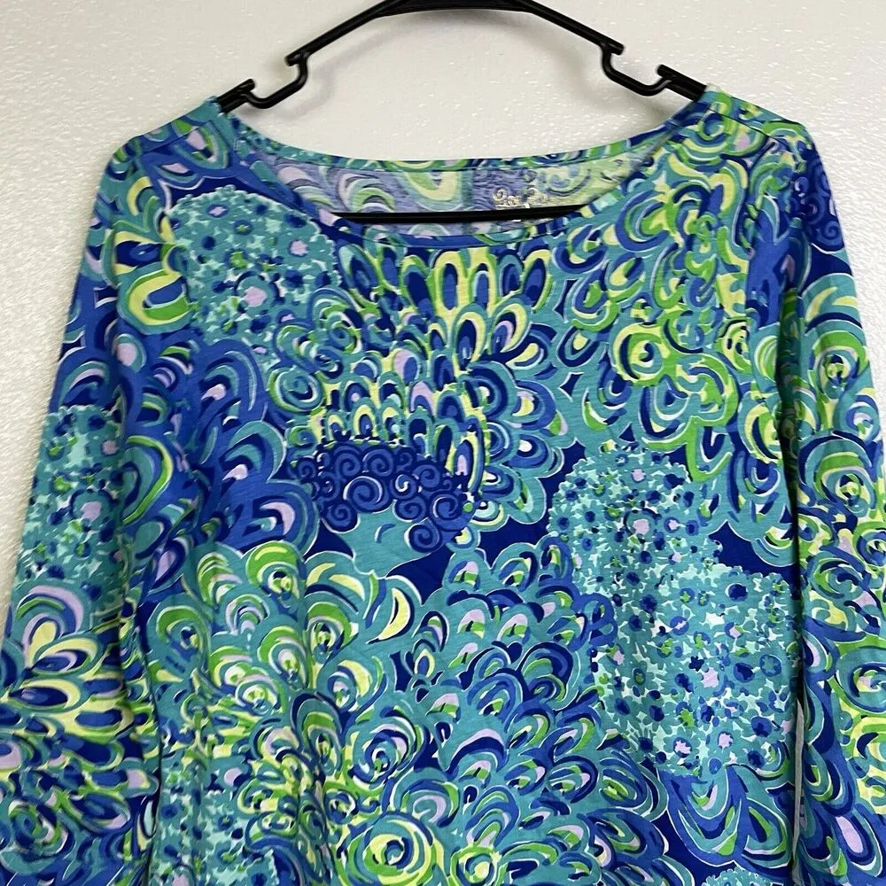 Lilly Pulitzer Marlowe Dress Lagoon Pima Cotton Blue Colorful Mini Womens Small - Image 3
