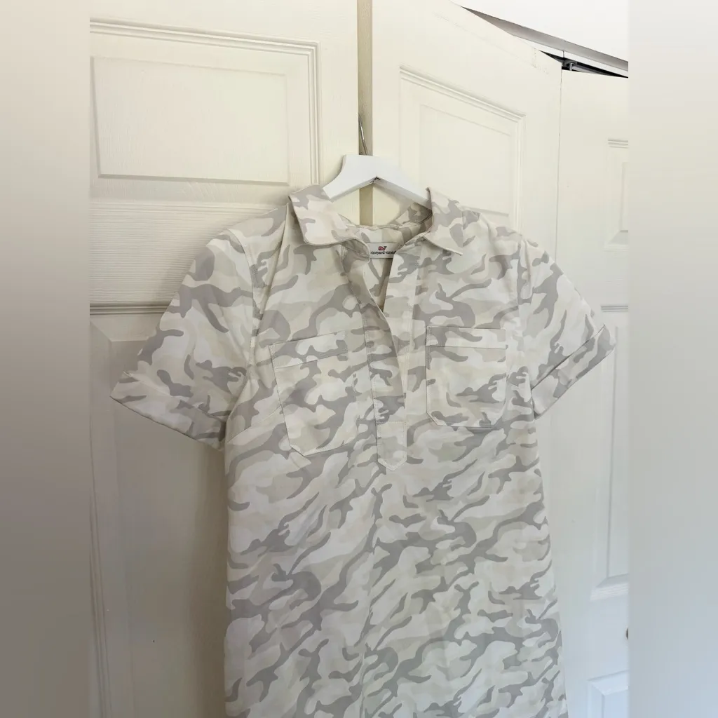 Vineyard Vines Margo Camo Utility Dress in Camo Pina Colada Shirt Dress Size 6 - Image 4