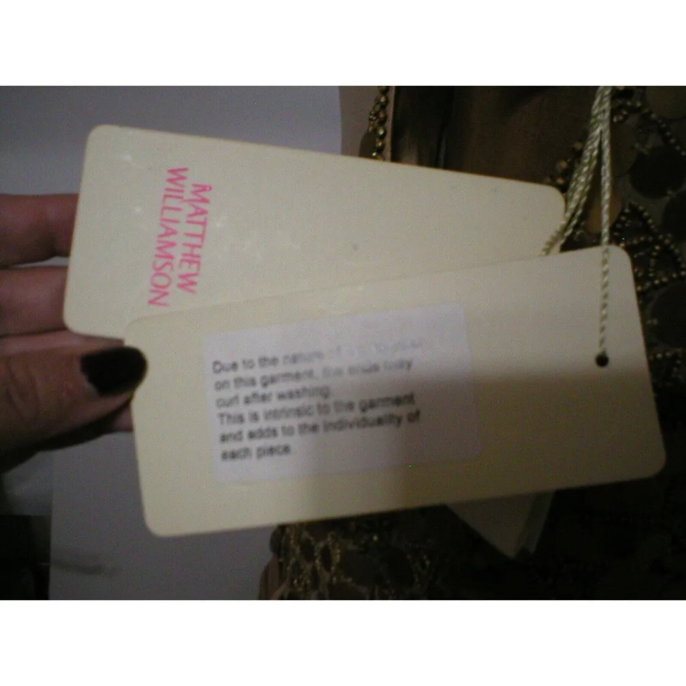 New Womens 10 NWT Matthew Williamson Designer Dress Gold Sequin Sleeveless Beads - Image 12