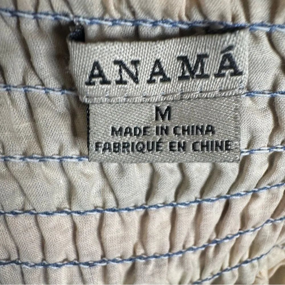 Anthro Anama multi color striped smocked halter midi dress size medium - Image 5