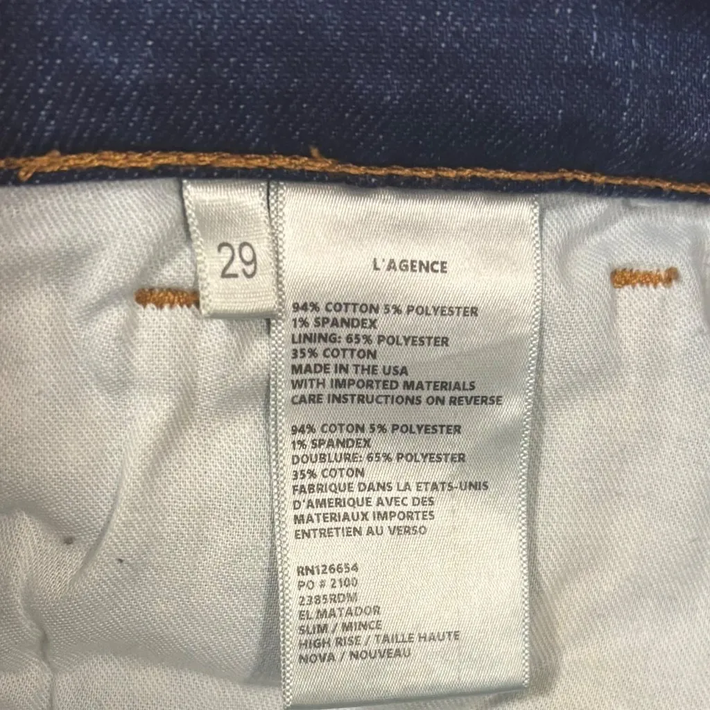 L'AGENCE Womens El Matador French Slim Crop Jeans Size 29 Blue High-Rise - Image 9