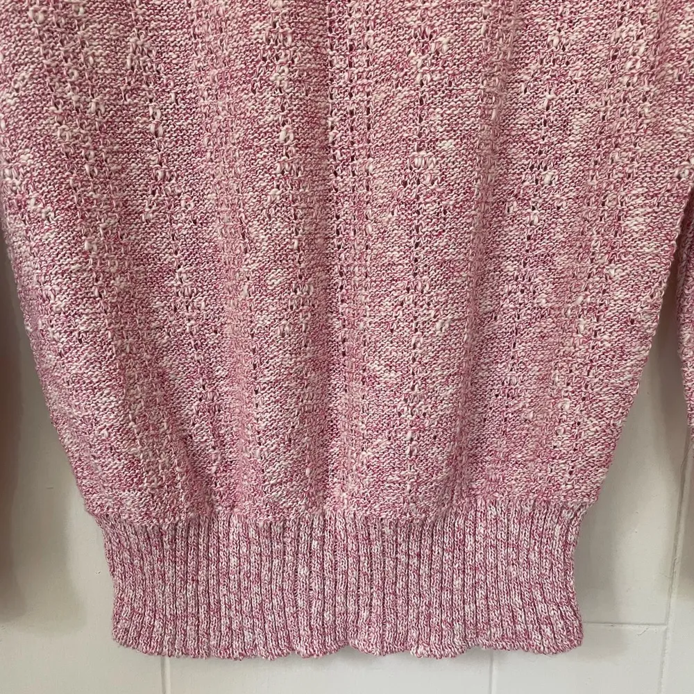 Glamour Knit Vintage Pink Sweater Lace Collar ~ Made In USA ~ Retro Barbiecore Size M - Image 7