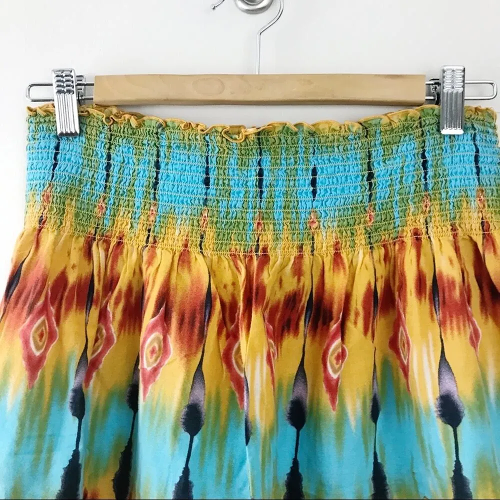 Vintage Y2K 90s  Light cotton tie dye Ruffle Flowy skirt tube top  XL - Image 5