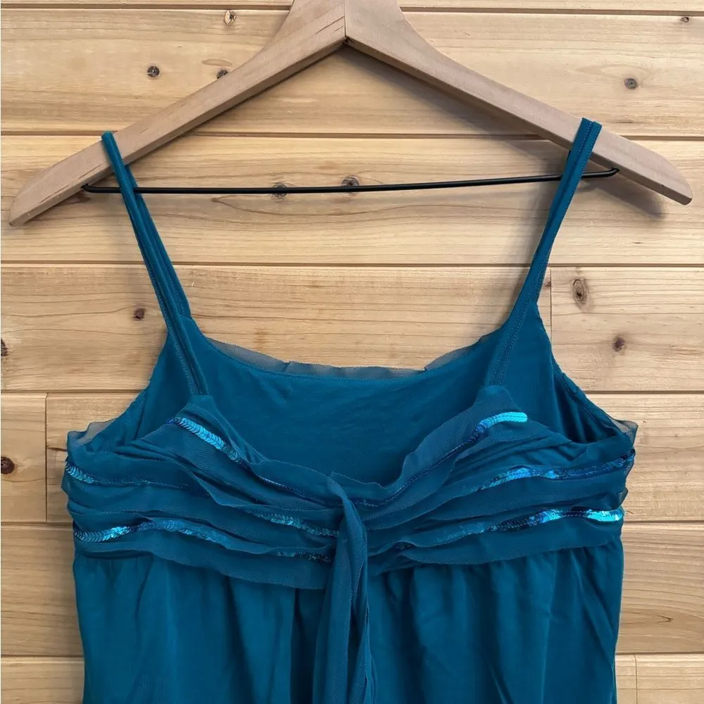 Y2K Express Size Small Sequin Mesh Detail Tank Top Tie Back - Image 3