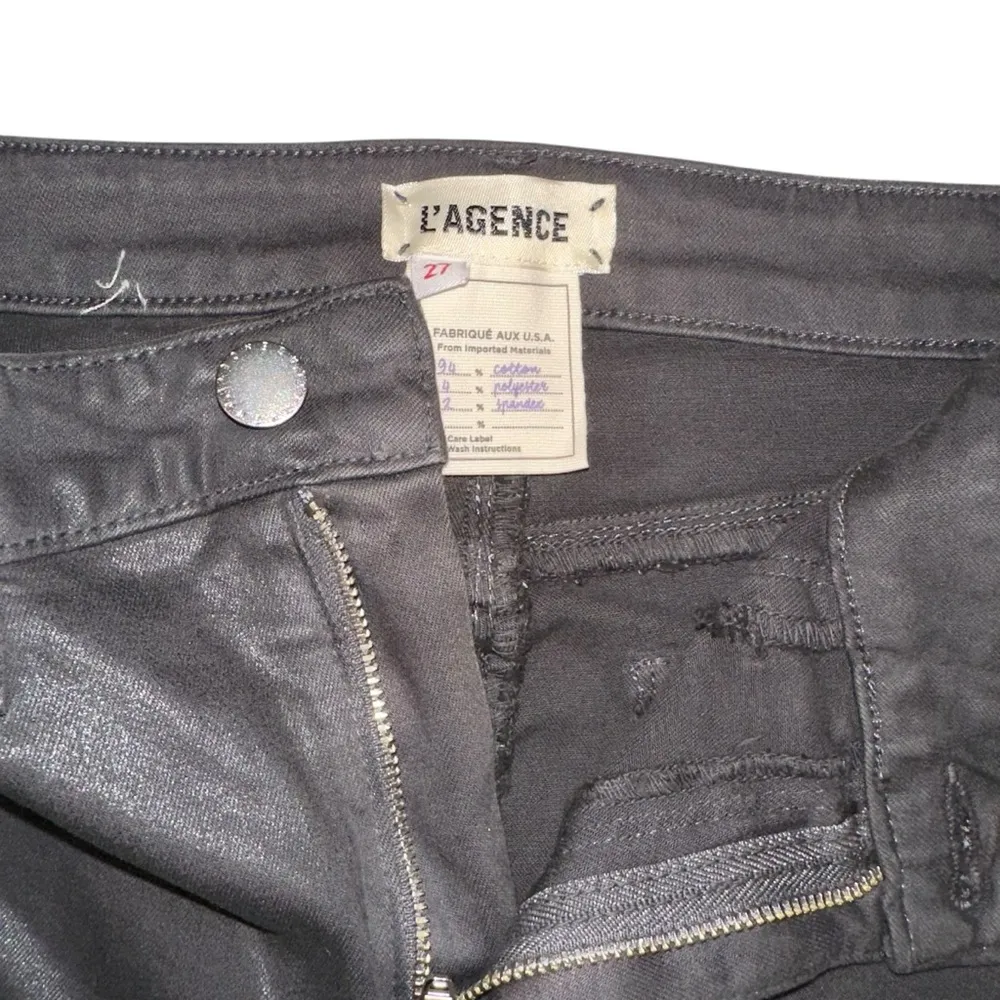 L’AGENCE Margot Skinny High Rise Grey Coated Cropped Skinny Jeans 27 - Image 5