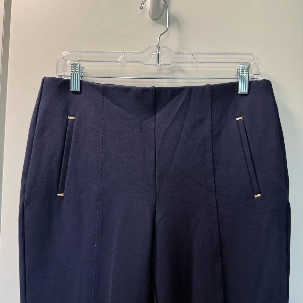 Chico's Pull On Navy Blue‎ Dress Pant Trouser Capri Pleated Business Casual 6 - Image 2