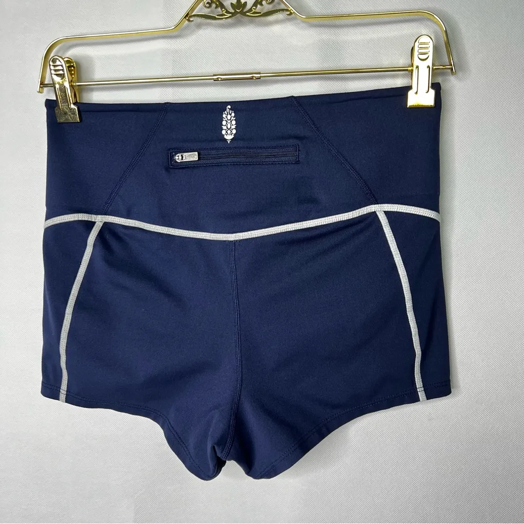 Free People High Waist Shorts Size Small Navy Blue You’re A Peach Shorty - Image 3