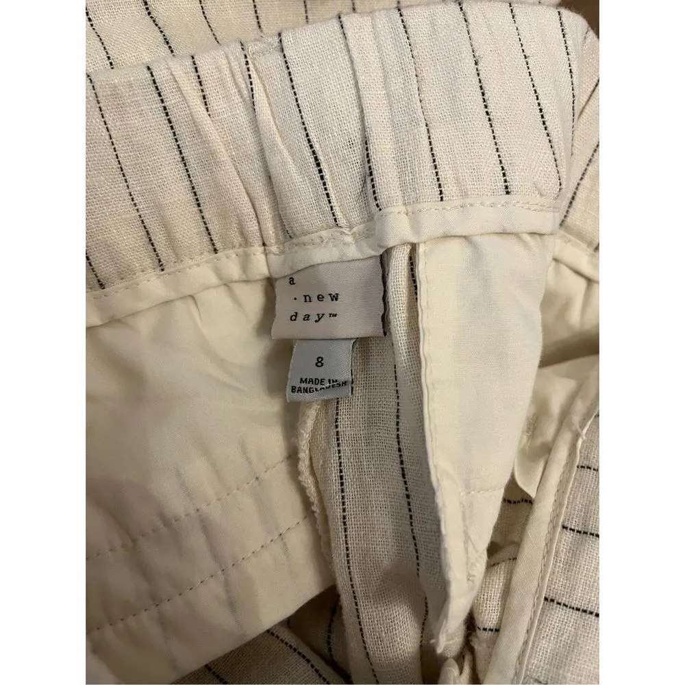 A New Day Cream Linen‎ Pinstripe Wide Leg Pants - Image 3