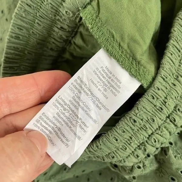 J Crew Eyelet Pull On Cropped Pants XXS Green - Image 4