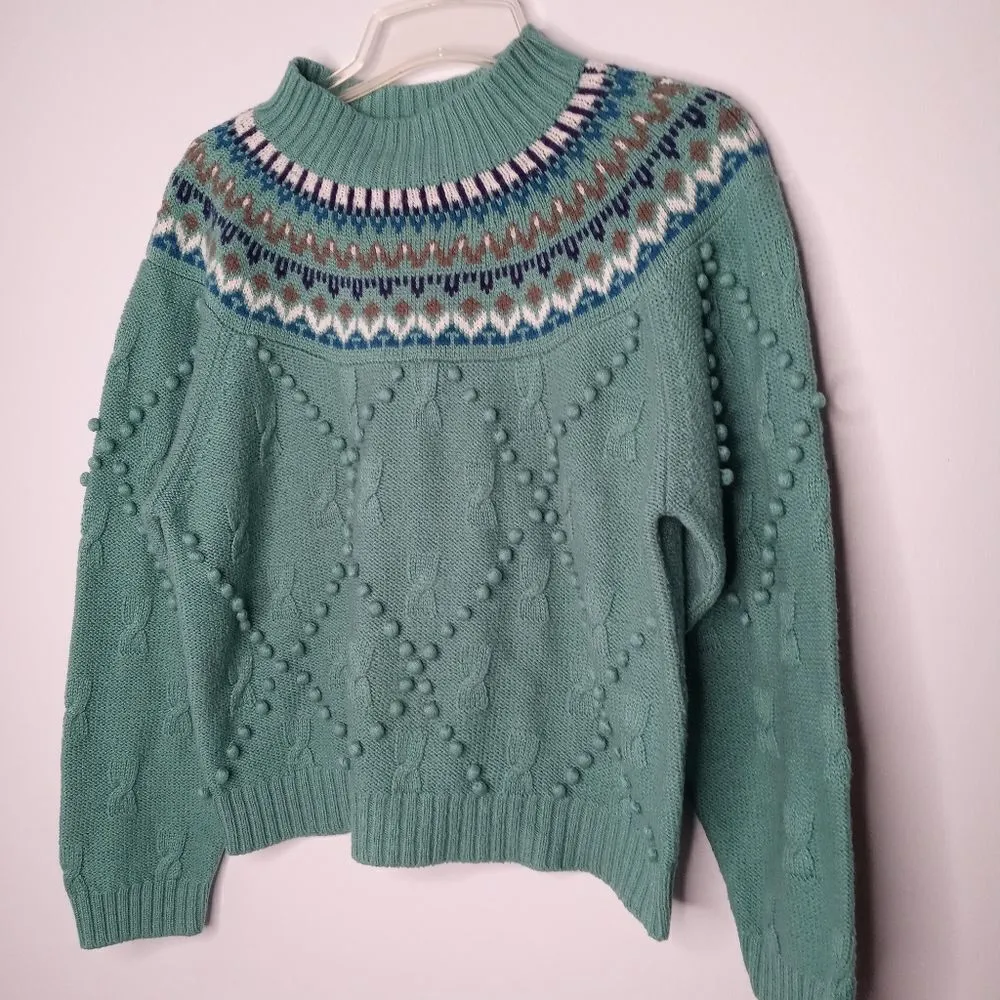 Vintage Cabin Creek bubble green knit sweater s - Image 2