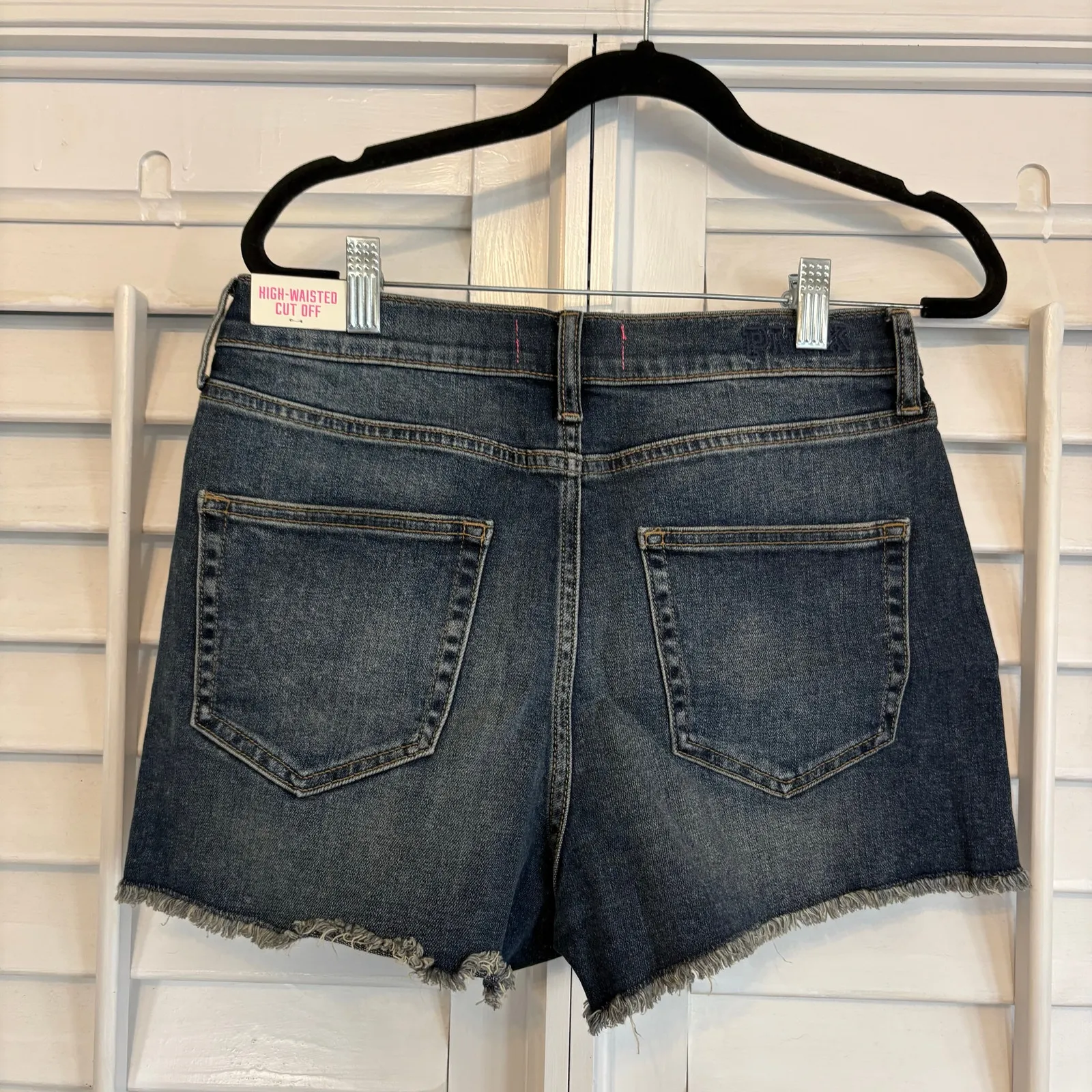PINK Victoria’s Secret High Waisted Cut Off  Denim Shorts‎ Size 10 - Image 2