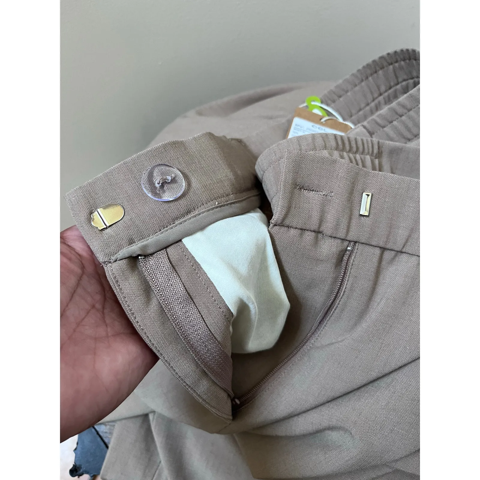 OGL New Tencel Linen Blend Pants Tucked Wide Leg Large Trouser 30 Inch Inseam Brown - Image 9