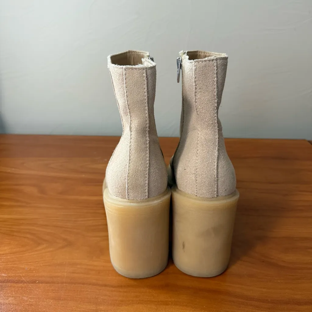 NWOT Dolce Vita Calea Lug Gum Sole Boot Suede Tan Sand‎ Oatmeal Beige Chunky Zip Size 10 - Image 6