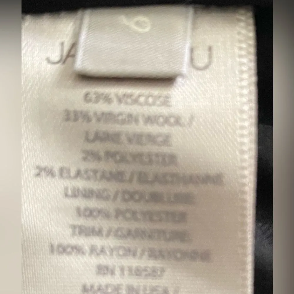 Jason Wu V Neck Peplum Dashed Pinstripe Mid Length Dress in Black size 6 Office - Image 9