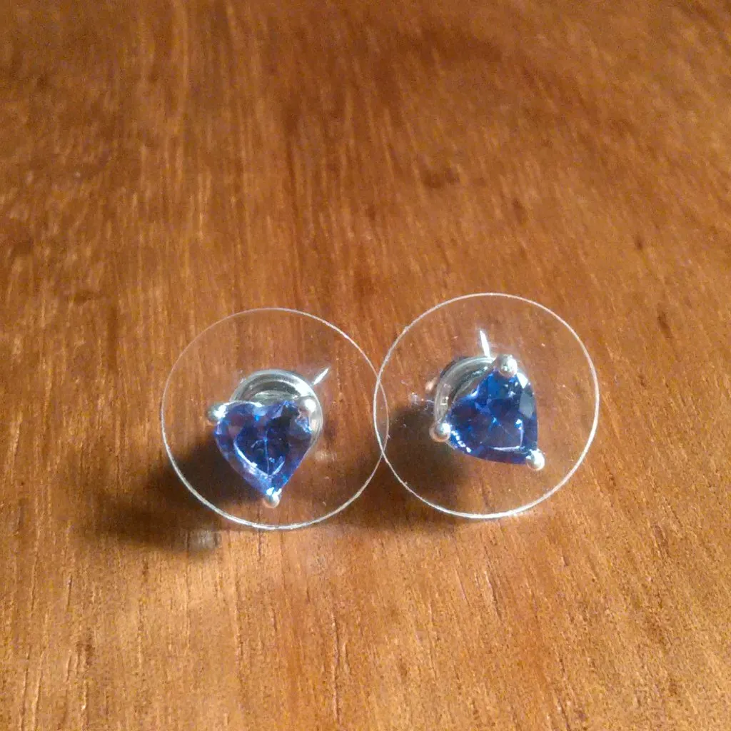 Purple Simulated Diamond Sterling Silver Heart Shaped Stud Earrings - Image 5