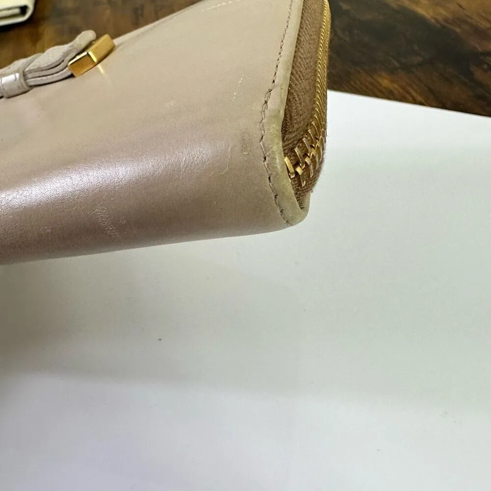 Prada Ribbon Beige Long Zippy‎ Wallet Full Zip Leather - Image 10