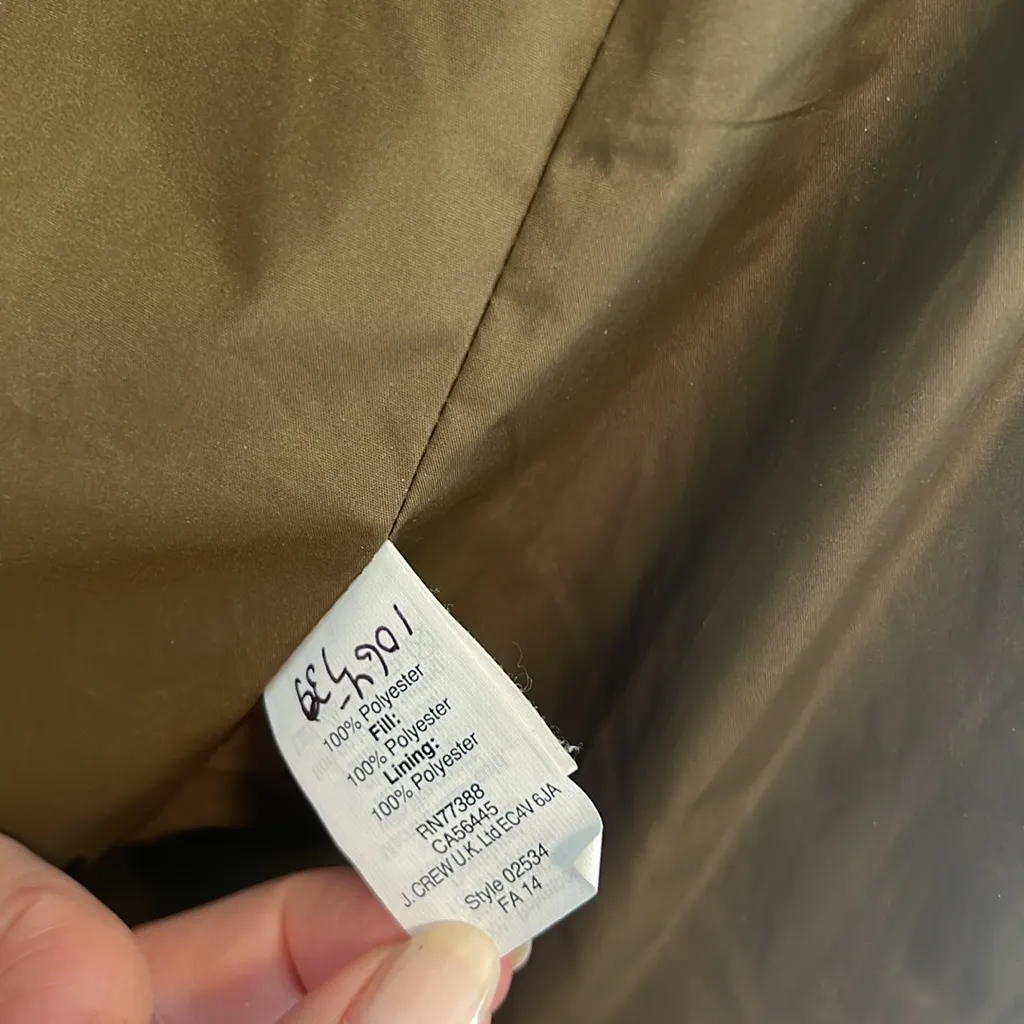 J.Crew Olive Green Quilted Full Zip Pocket Barn Coat Jacket, S - Image 8