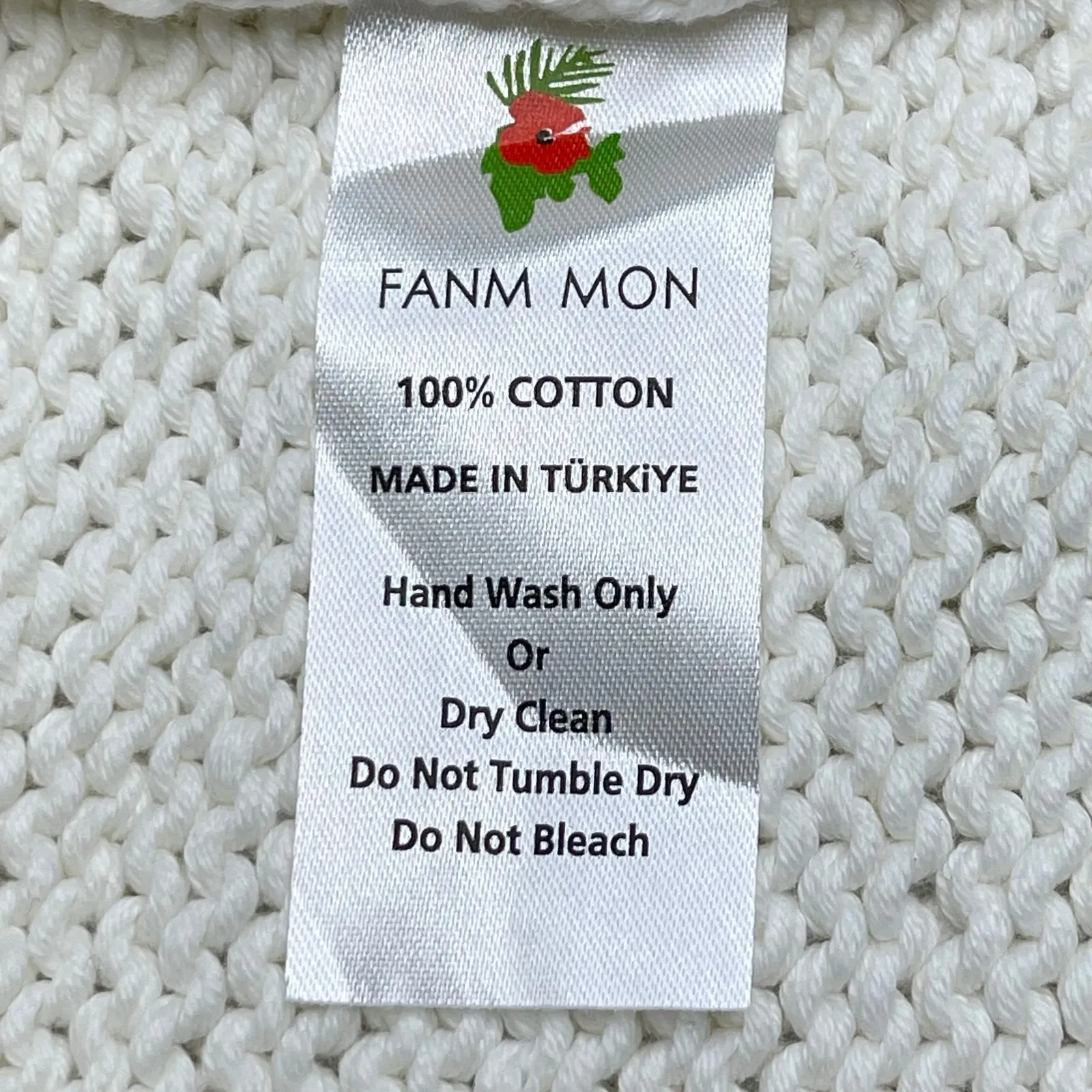 Fanm Mon Winter Bloom Blue Rose Cotton Cardigan Handmade New size XS/S Ivory White - Image 12