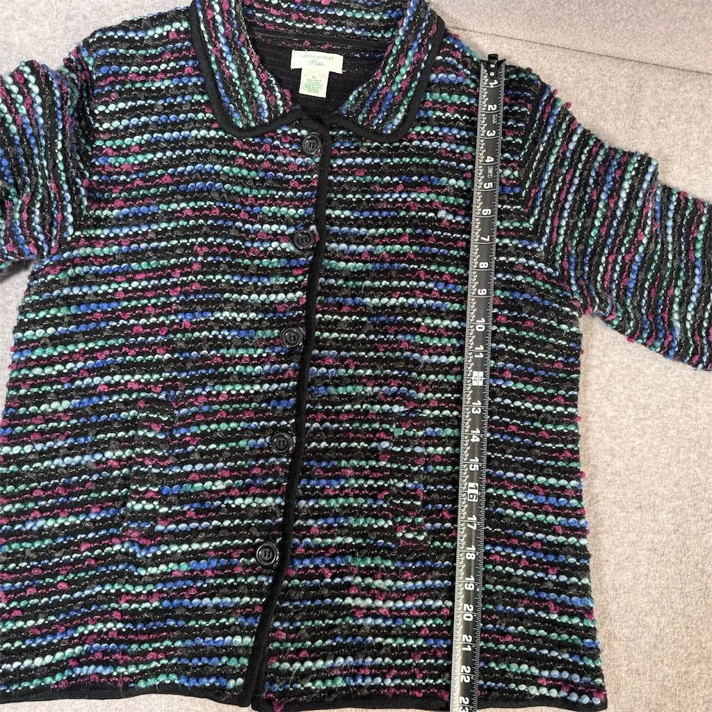 Laura Ashley Petite Multicolor Striped Wool Blend Cardigan Jacket Size L - Image 7