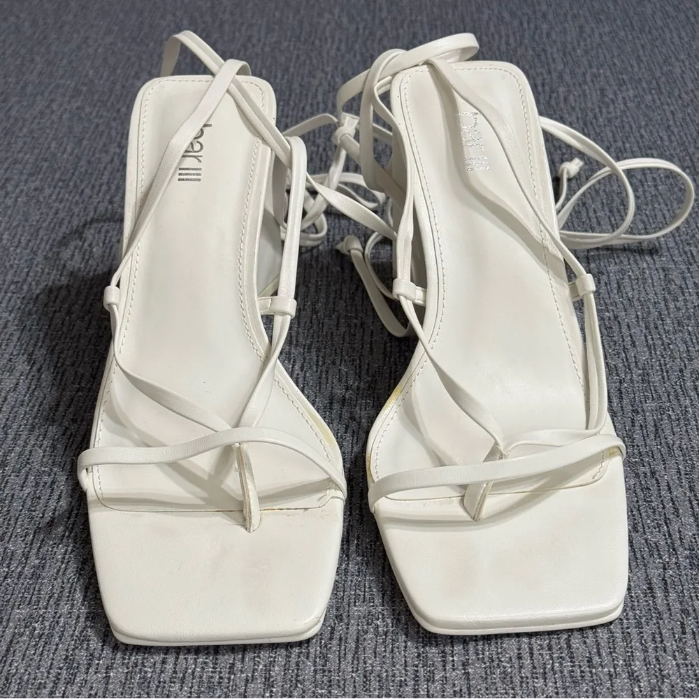 Bar lll Alanap White Heels With Wrap Around Ties - Image 3