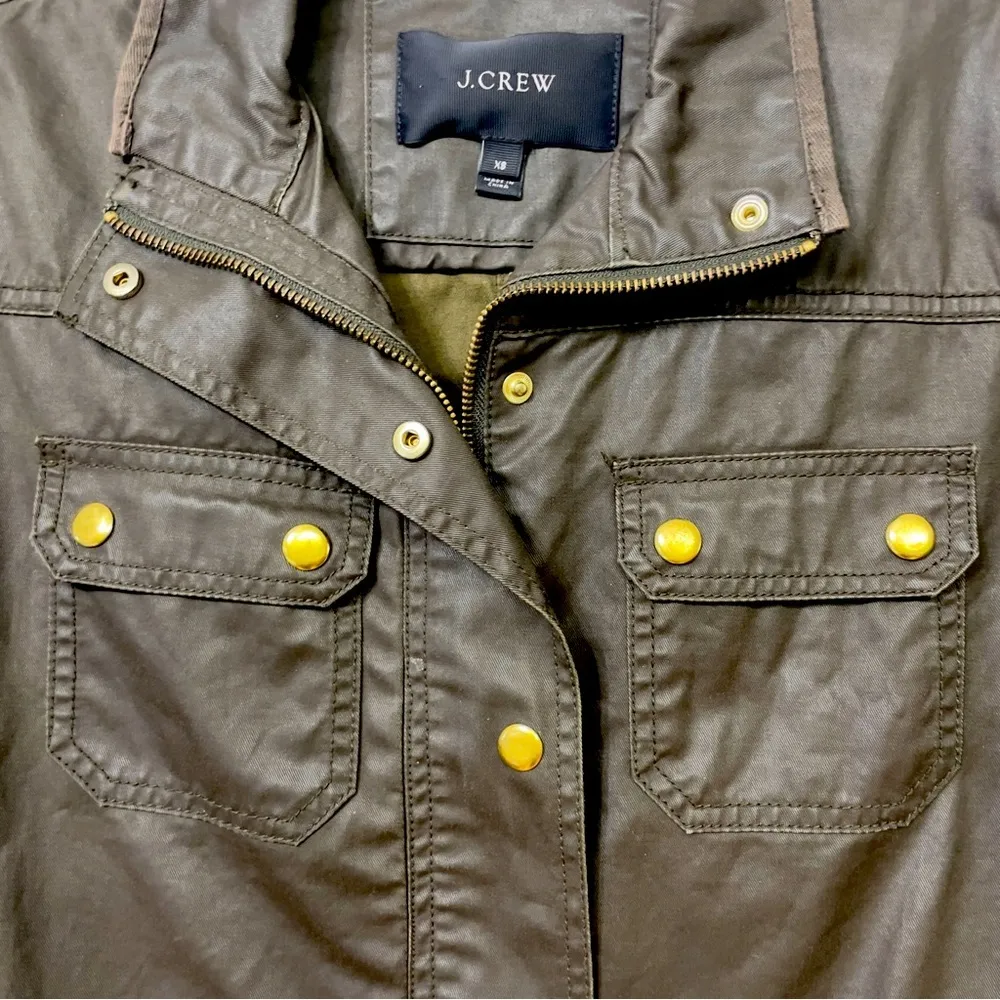 Womens J Crew Army Green Downtown
Waxed Military Style Field Jacket Sz XS - Image 5
