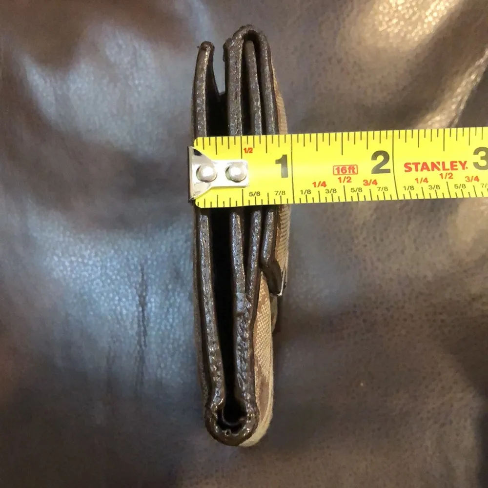 GUCCI GG Trifold Canvas Jacquard Wallet Brown Leather Accent Snap Closure - Image 7