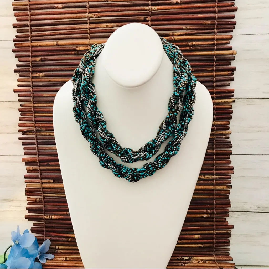 Chico's Multi Strand Seed Bead Choker Necklace - Image 2