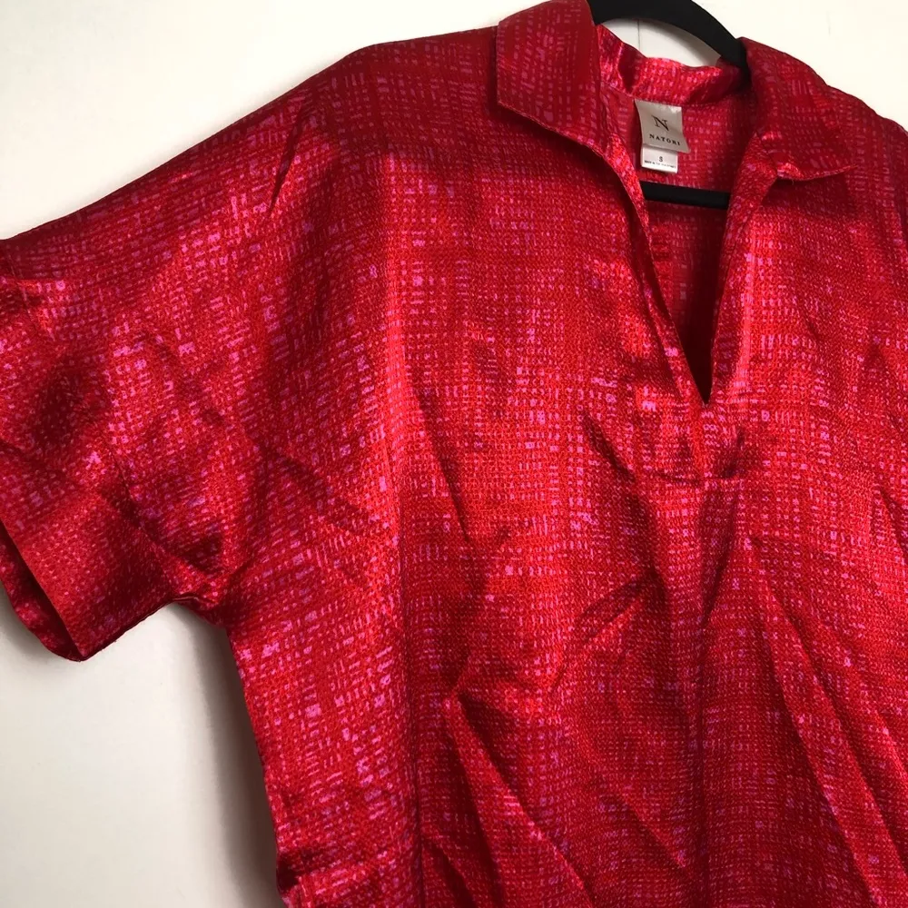 Natori Silky Red Mumu Kaftan Dress - Image 4