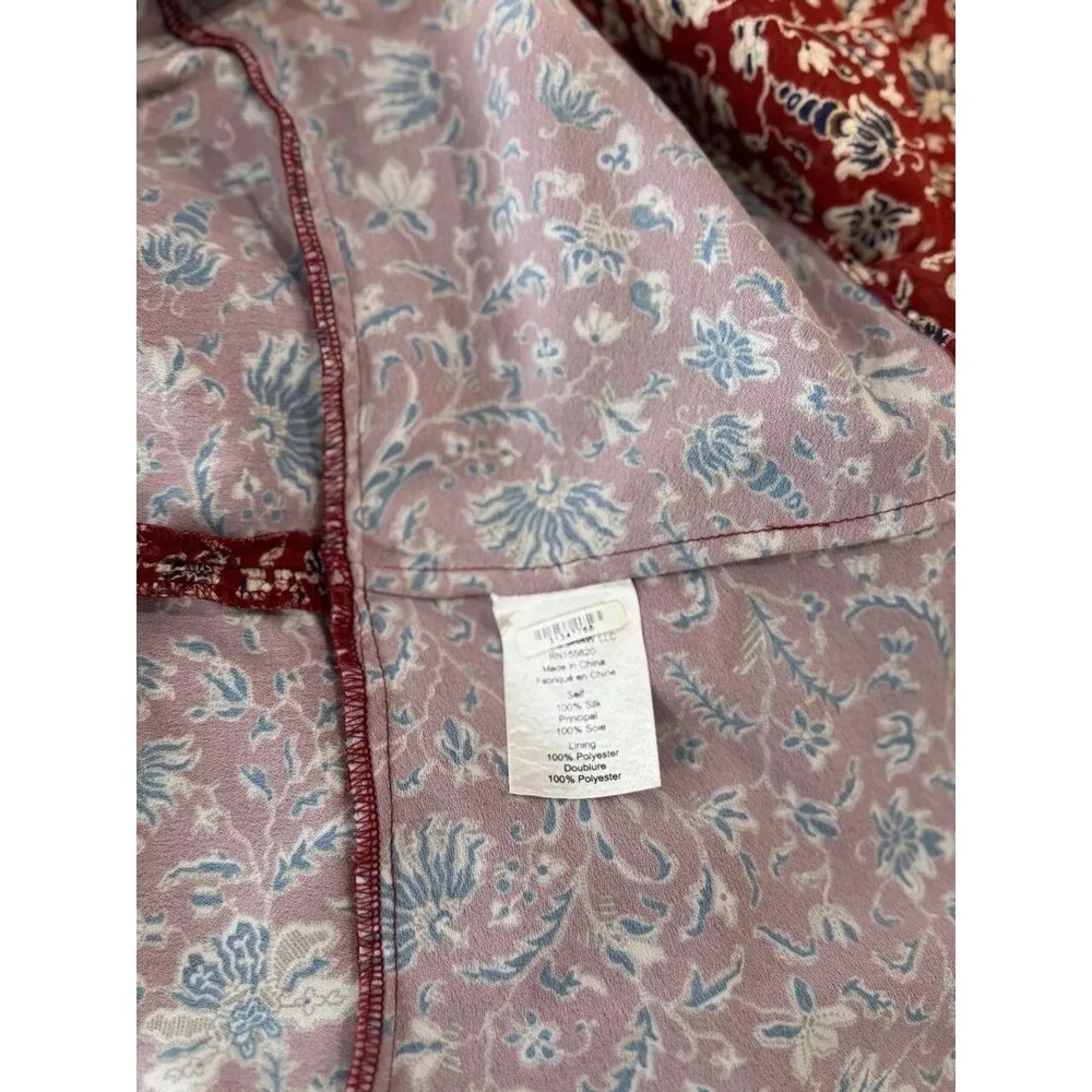 VERONICA BEARD Womens Dress Red Rosalia Vine Floral Mini V Neck A Line Size 4 - Image 11