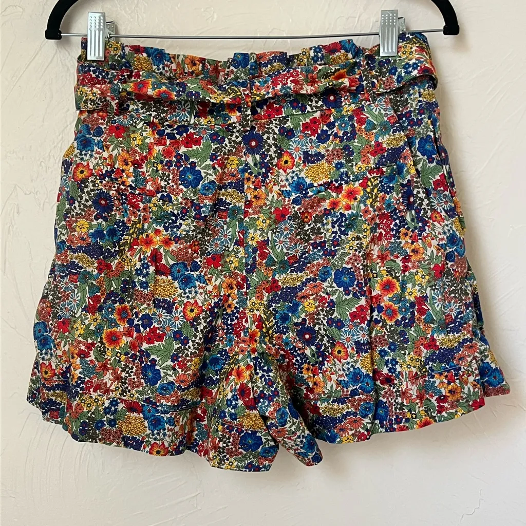 J. Crew Liberty Margaret Annie  pleated High Waist Floral Short size 0 - Image 7
