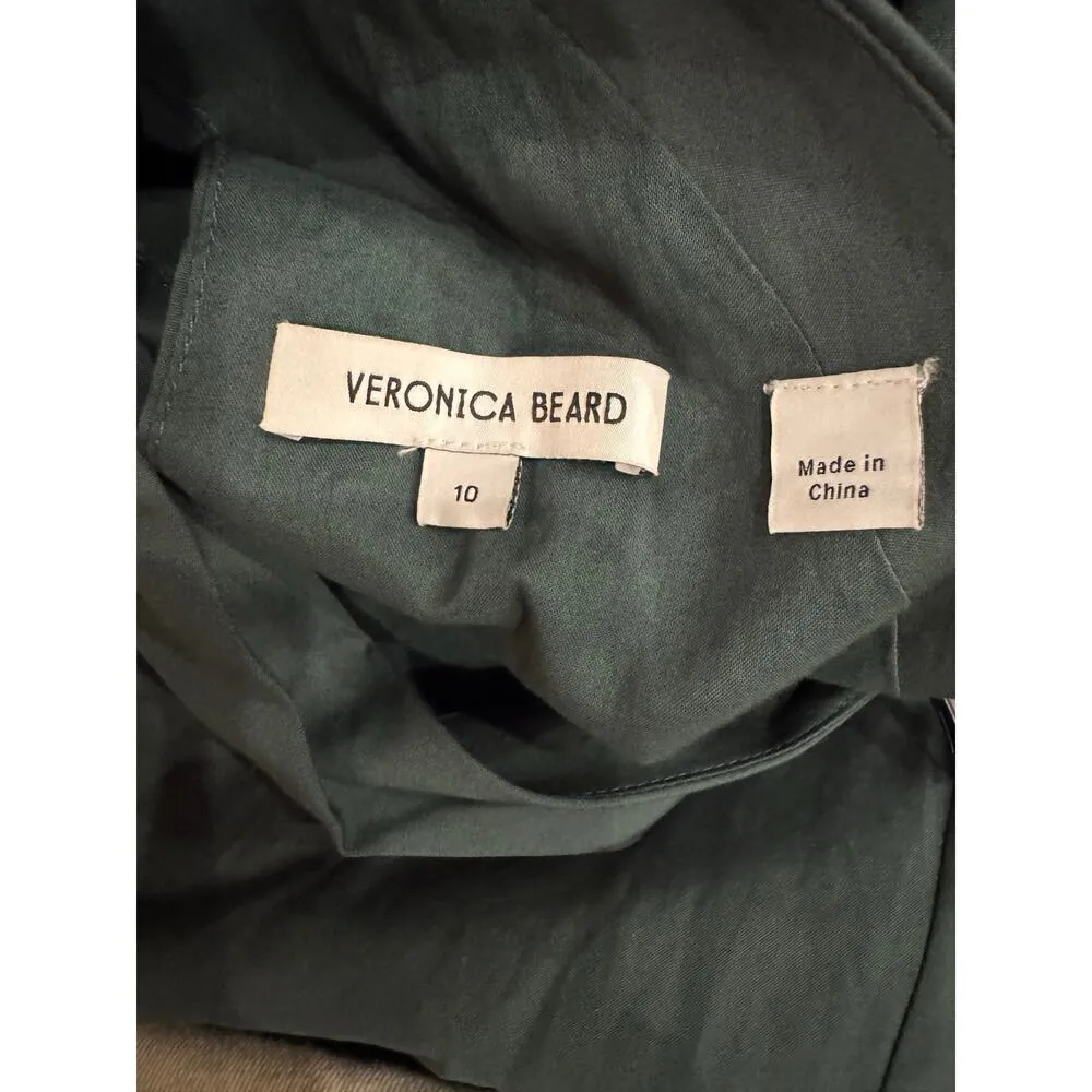 Veronica Beard Kinny Smocked Cotton Blend Midi Dress in Forest, Size 10 (New) - Image 9