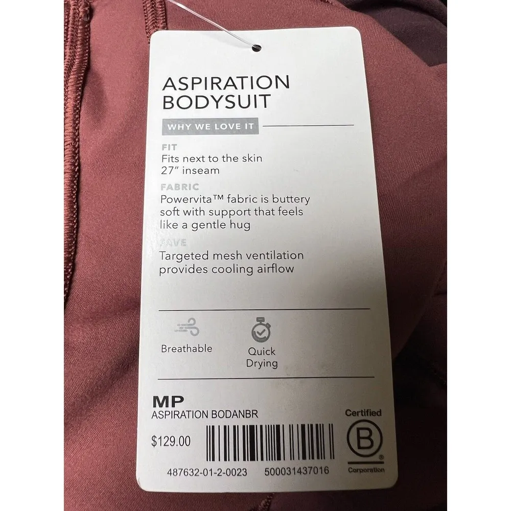Athleta Aspiration Bodysuit in Powervita Antique Burgundy Women’s Size MP - Image 7