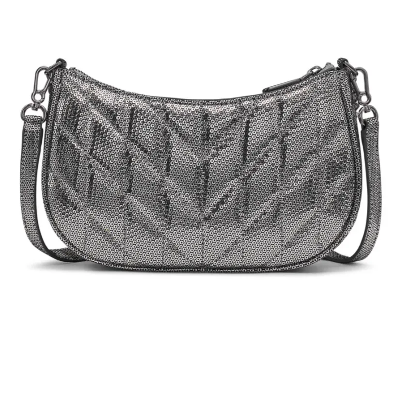 NWOT Karl Lagerfeld Lafayette Shoulder Bag Sequins 100% Goat Leather Grey - Image 14