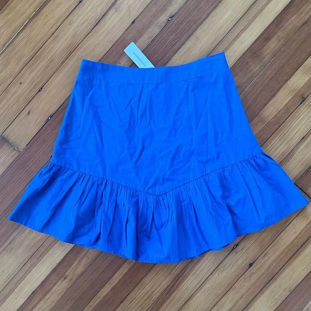 Maeve Anthropologie NWT Flounce Mini Skirt in Blue Size 6 - Image 3