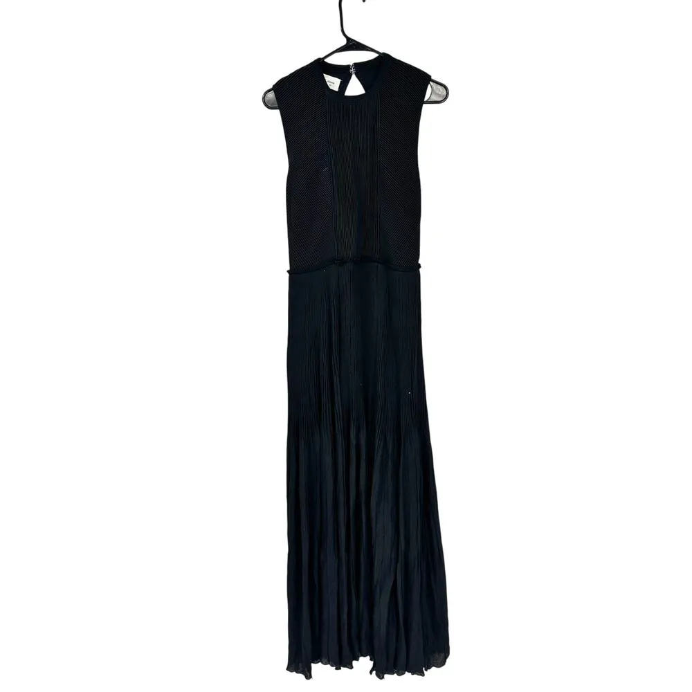 St. John Black Pleated Open Back Sleeveless Knit Maxi Dress Size 12 - Image 2