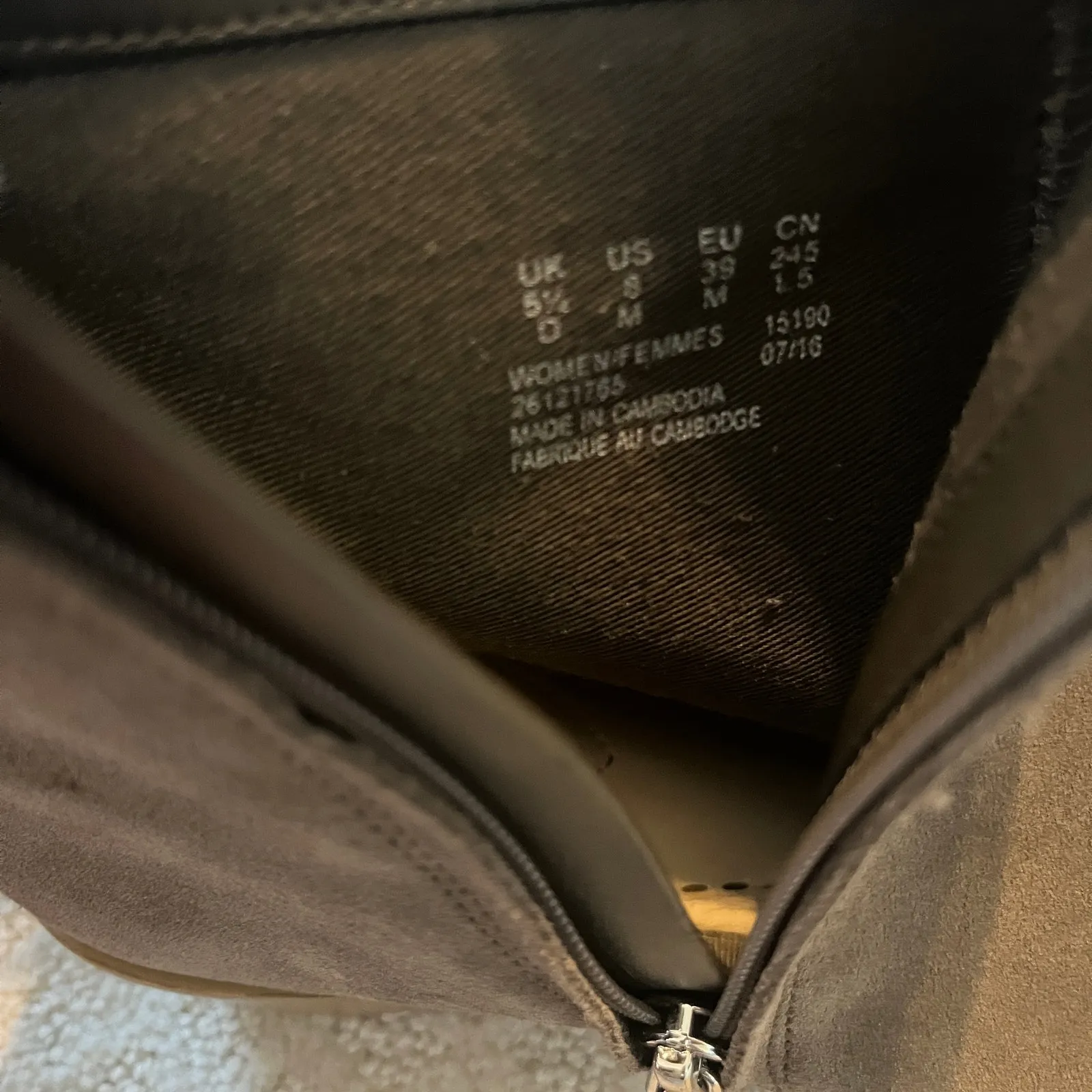 Clarks Gray Suede Heeled Ankle Boots Size 8 - Image 7