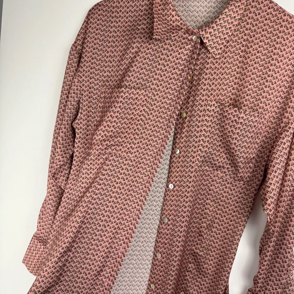 Zara Satin Effect Floral Print Button Front Shirt Dress Long Sleeve Duster Small - Image 6