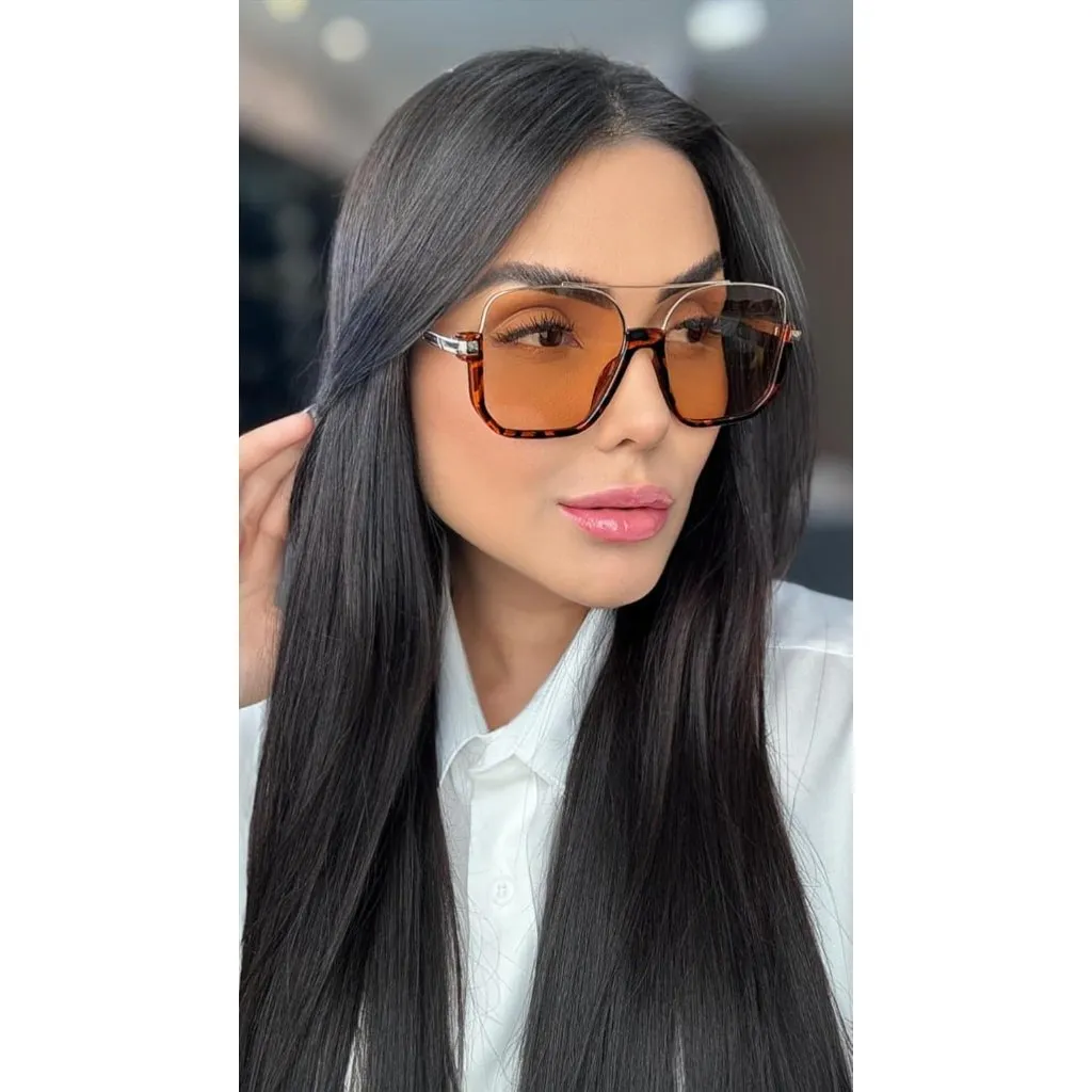 Unisex 2pcs Light Brown Leopard Brown Oversized Aviator Sunglasses for Square Tan - Image 3