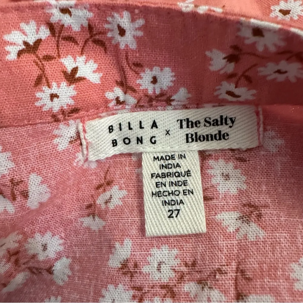 Billabong x Salty Blonde Upside Pink Floral Print Ruffle Linen Mini Skirt - Image 10