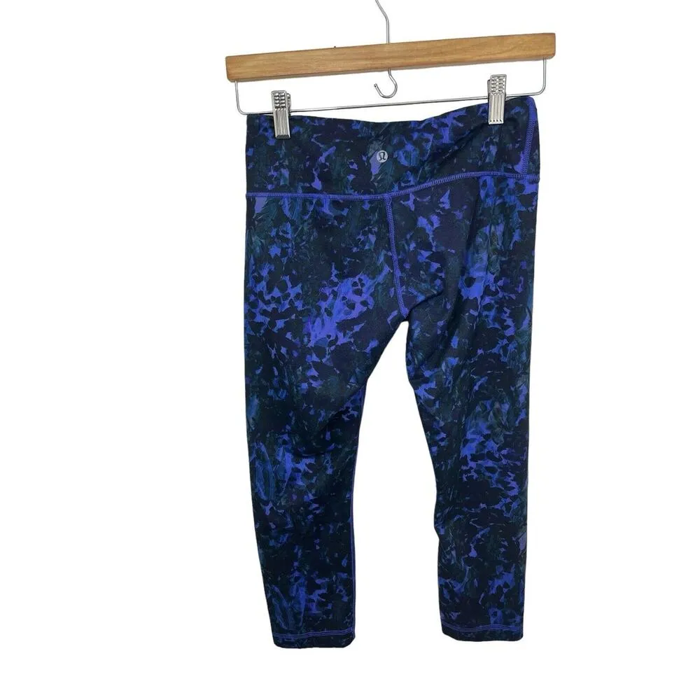 Lululemon Women's Wunder Under ll Purple Iris Floral Print Leggings Size 6 - Image 2