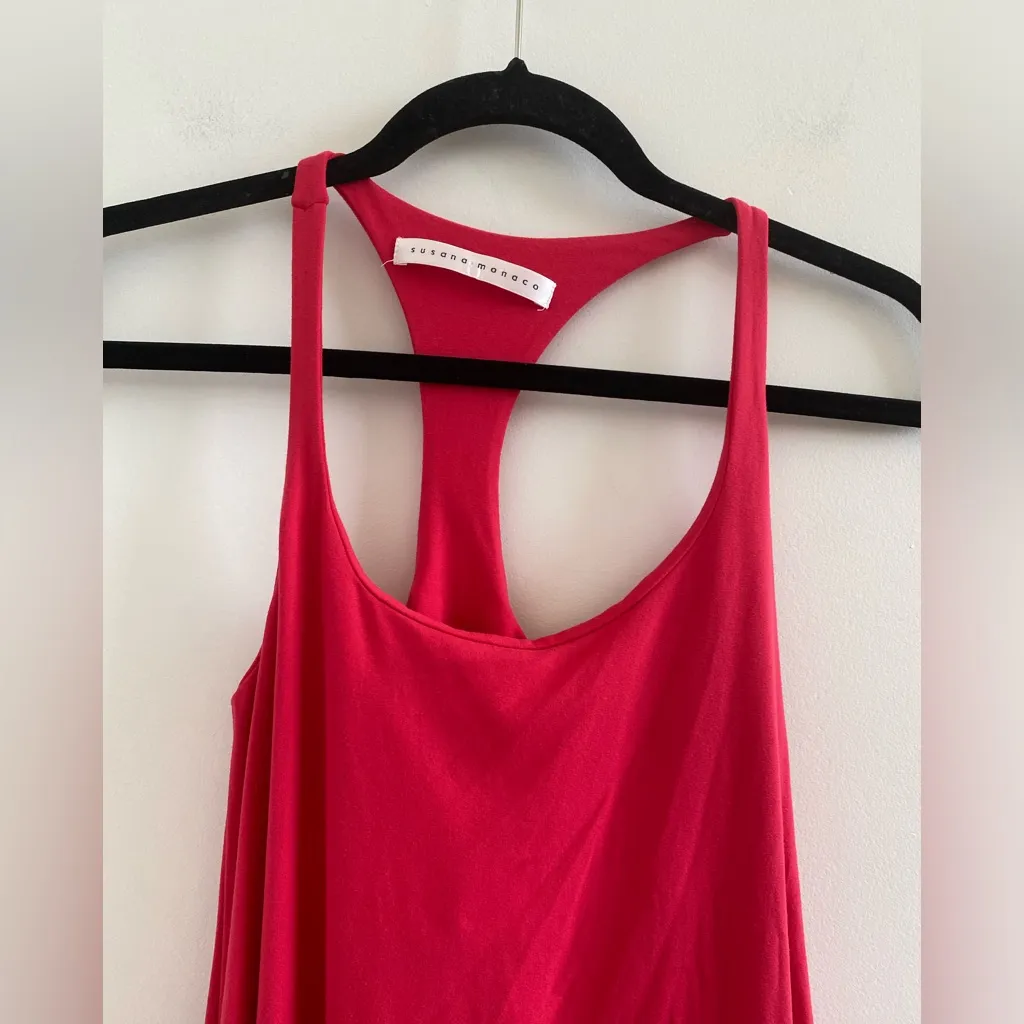 Susana Monaco Red Scoop Neck Racerback Mini Dress With Shelf-Bra Size XS - Image 2