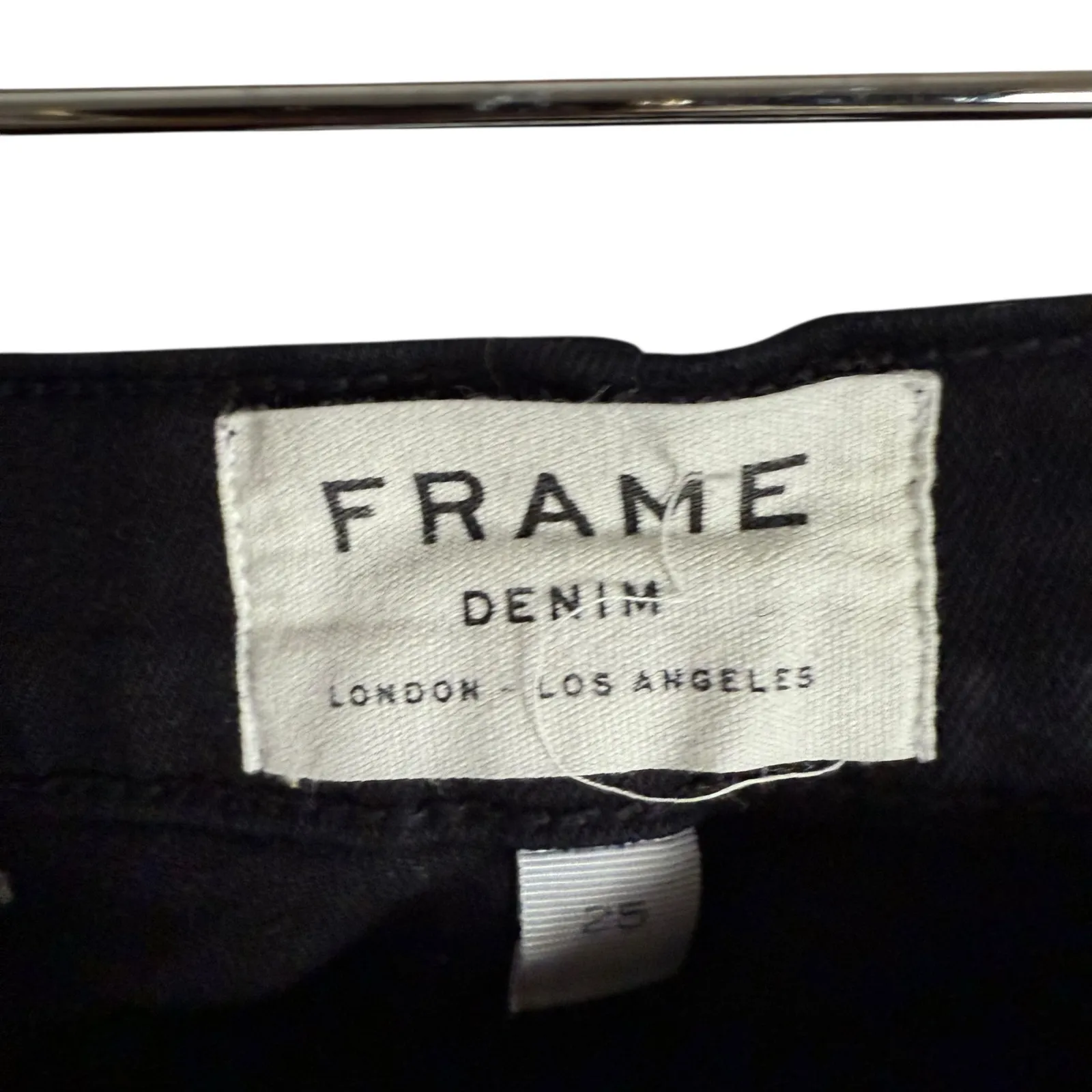 Frame Le Skinny de Jeanne Noir Black Raw Step Hem Mid Rise Jeans Size 25 - Image 2