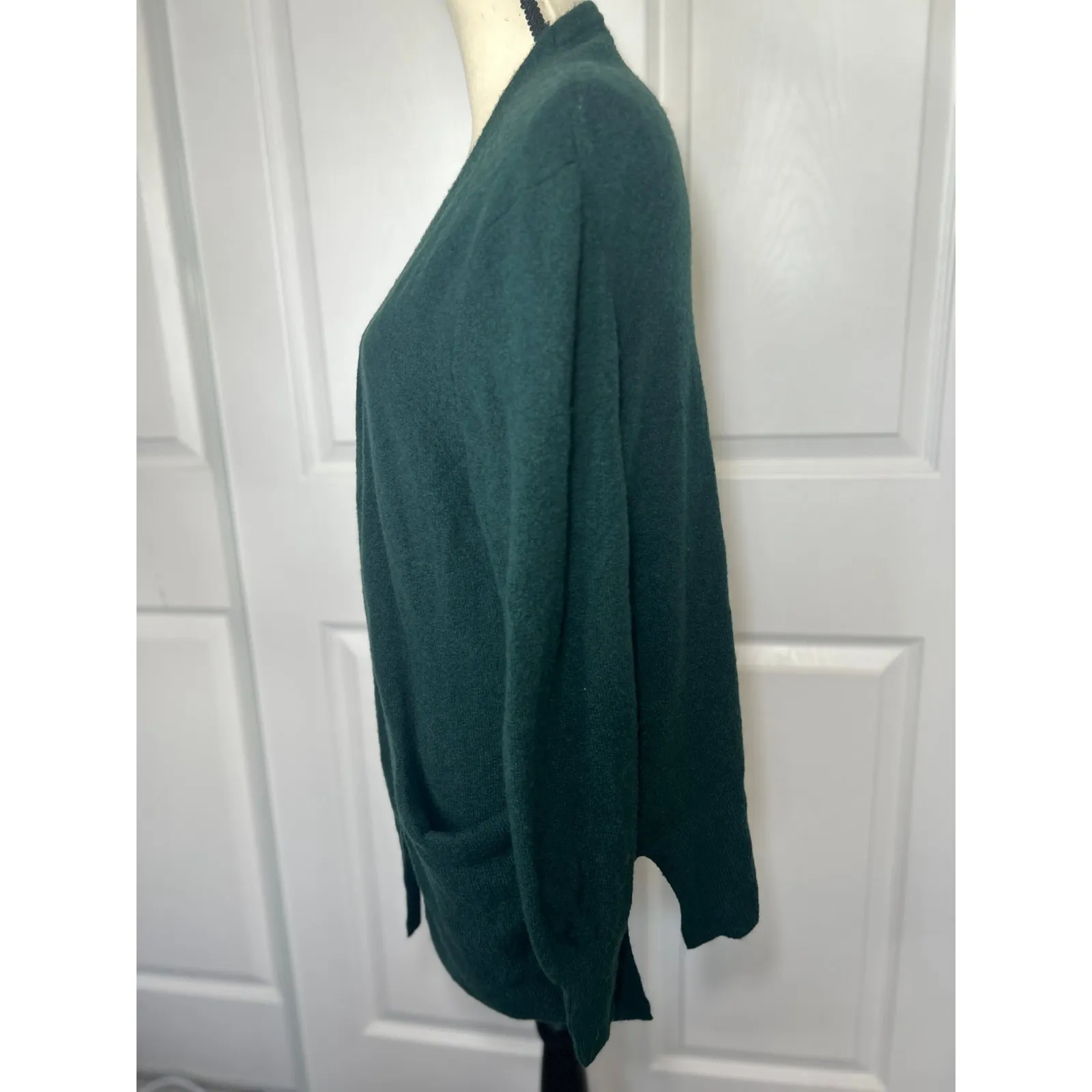 Madewell Cozy Walker Cardigan Hunter Green Alpaca‎ Wool with Pockets Size Small - Image 2